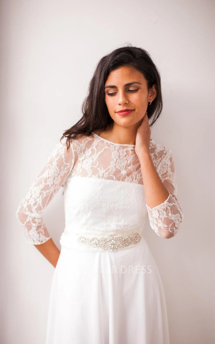 Short Sleeves Lace Whitelace Wedding Civil Bridal Gown