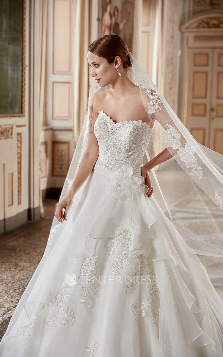 Ball Gown Sweetheart Tulle&Lace Wedding Dress With Draping