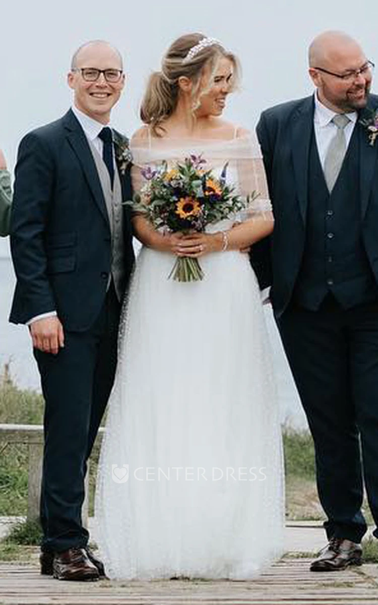  A-Line Chiffon Romantic Sleeveless Wedding Dress With Zipper Back