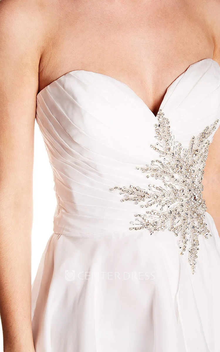 A-Line Sweetheart Appliqued Sleeveless Chiffon Prom Dress
