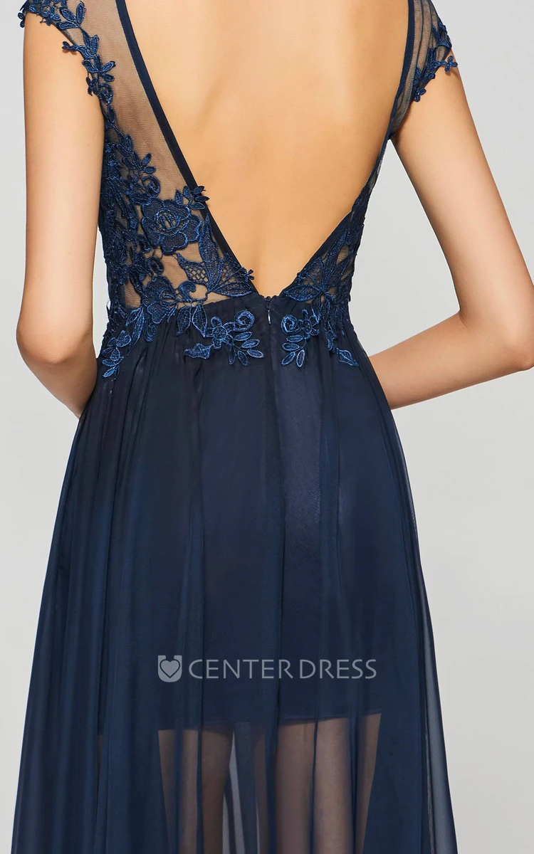 Chic Tulle & Chiffon Bateau A-line Prom Dress Chic Tulle & Chiffon Bateau A-line Prom Dress