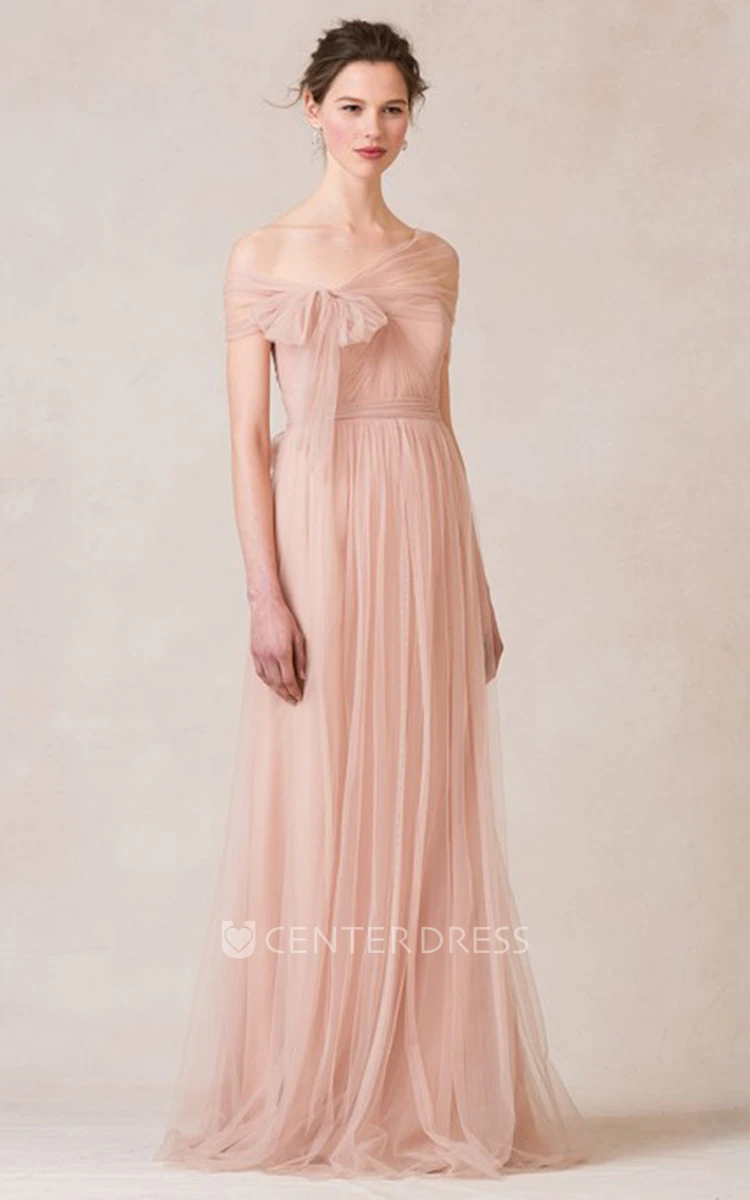 Sleeveless Criss-Cross Sweetheart Tulle Bridesmaid Dress With Straps