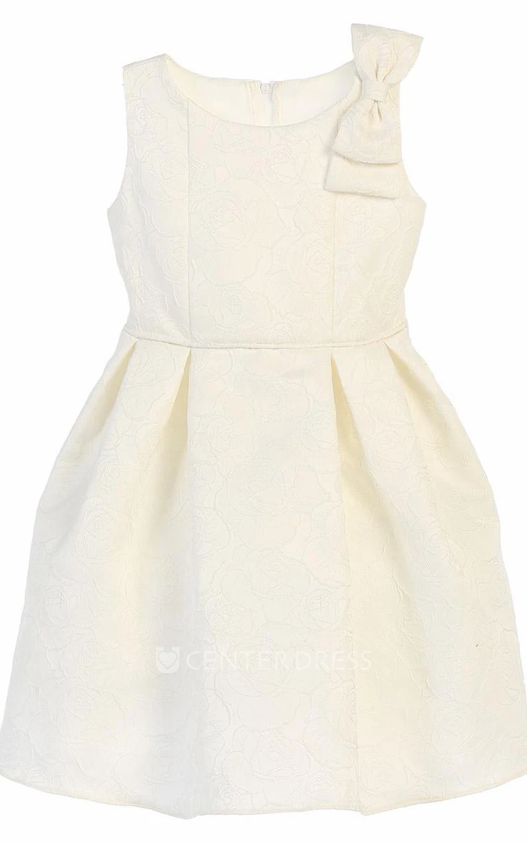 Pleated Tiered Flower Girl Dress With Sash