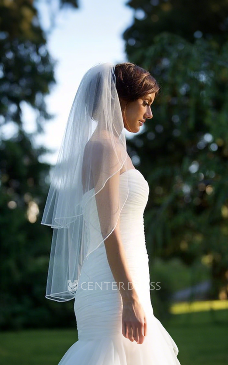 Modern Simple Waterfall Two-Tier Fingertip Length Tulle Short Wedding Veil  - UCenter Dress