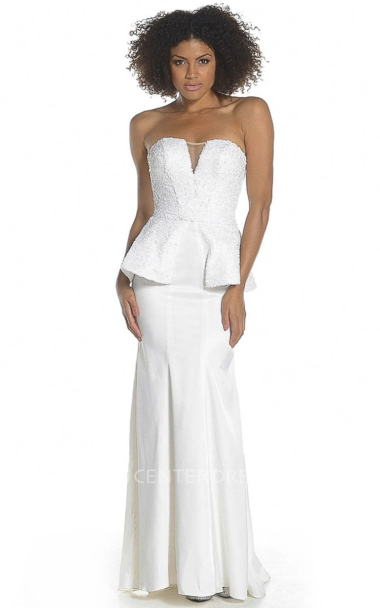 White strapless shop peplum dress