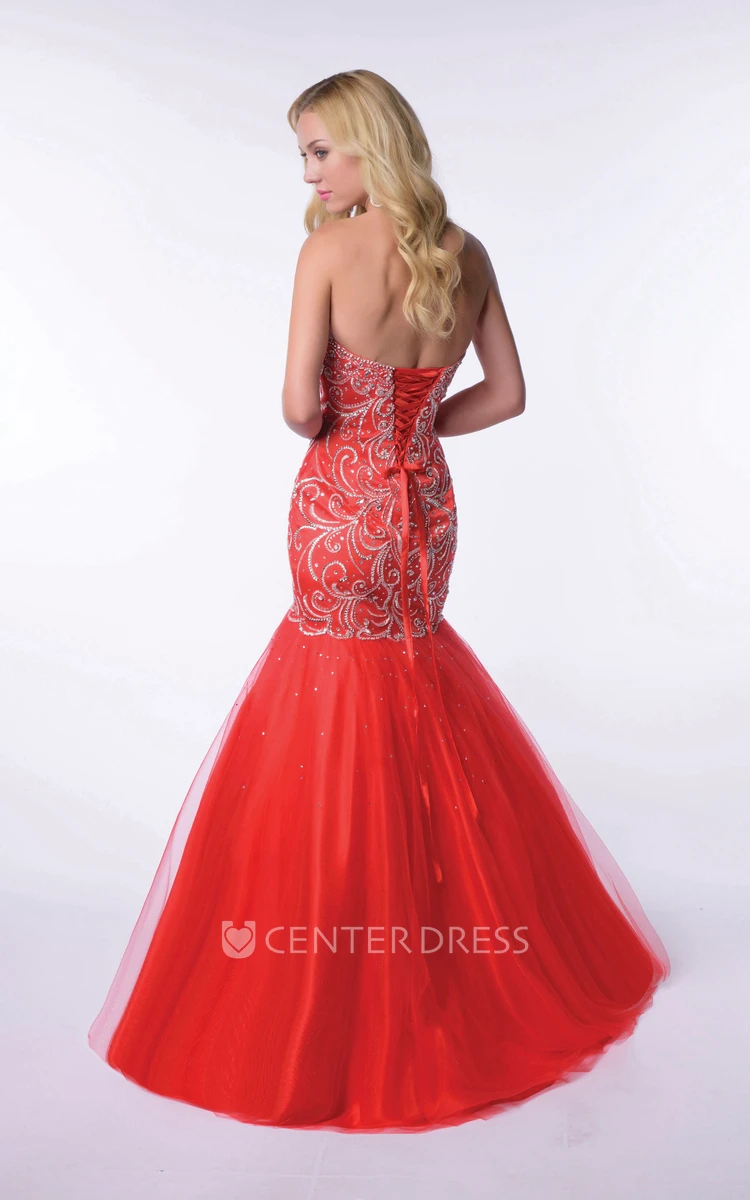 Lace-Up Back Mermaid Sweetheart Homecoming Dress With Bodice Beadwork