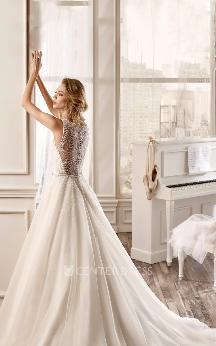 Sweetheart Strapless A-Line Wedding Dress With Illusive Back And Puffed Ruching Skirt