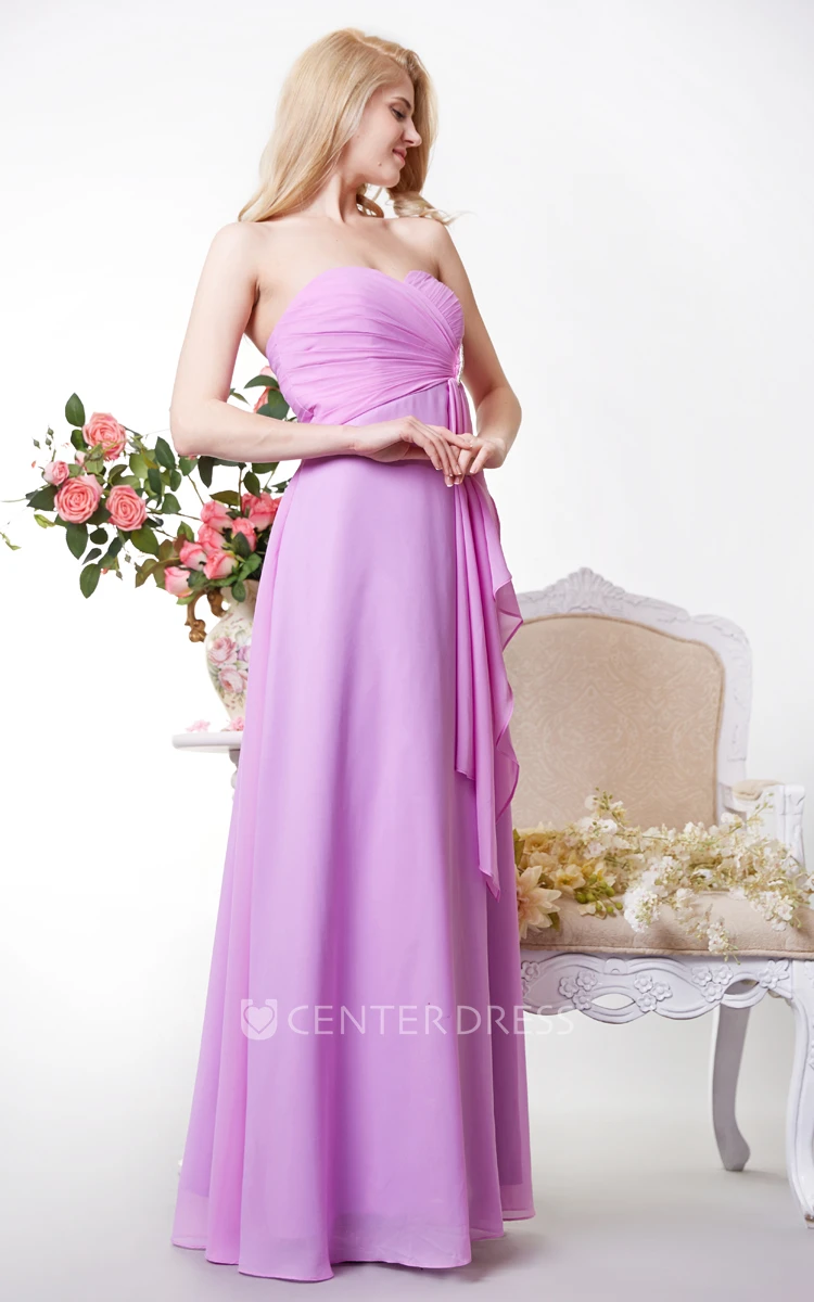 Sexy Sweetheart Crisscross Bodice Chiffon Gown With Beadings
