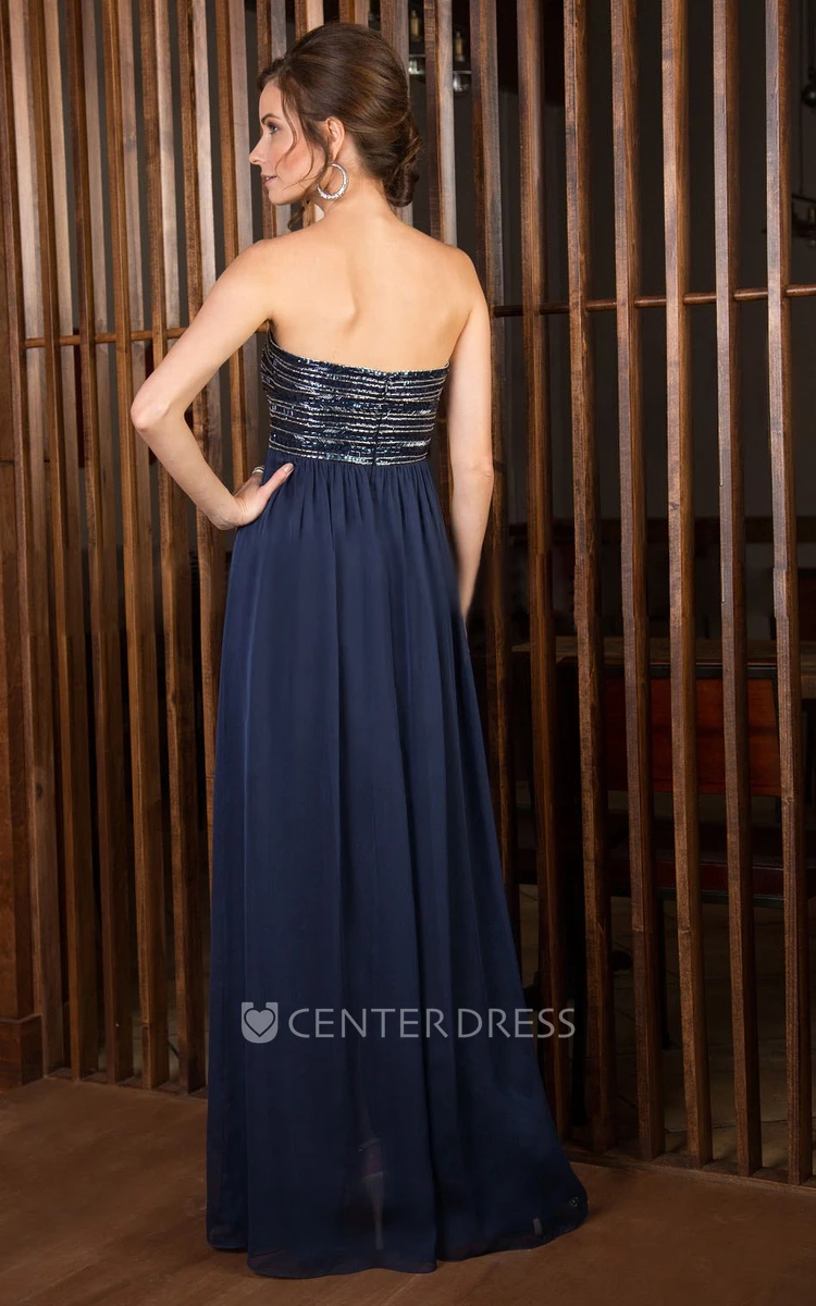 Strapless A-Line Gown With Shawl And Beaded Bodice