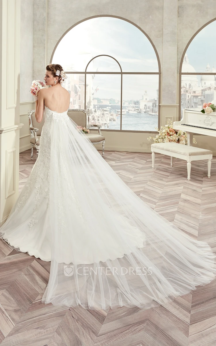 Sweetheart Sheath Wedding Dress with Mermaid Style and Detachable Train
