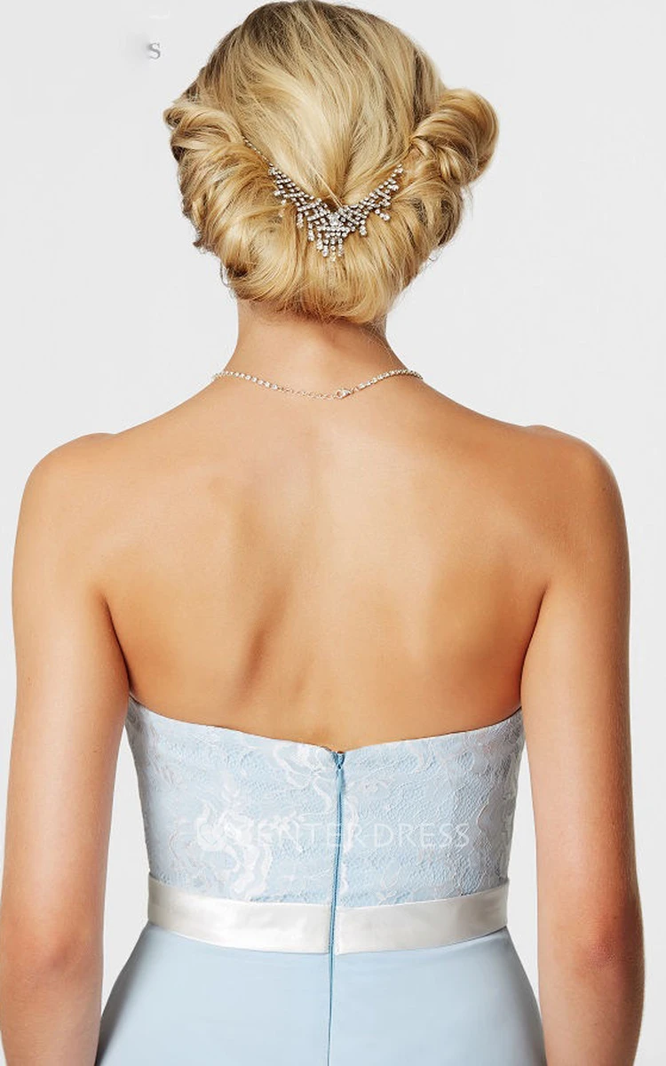 Sweetheart Sleeveless Ribboned Lace Bridesmaid Dress