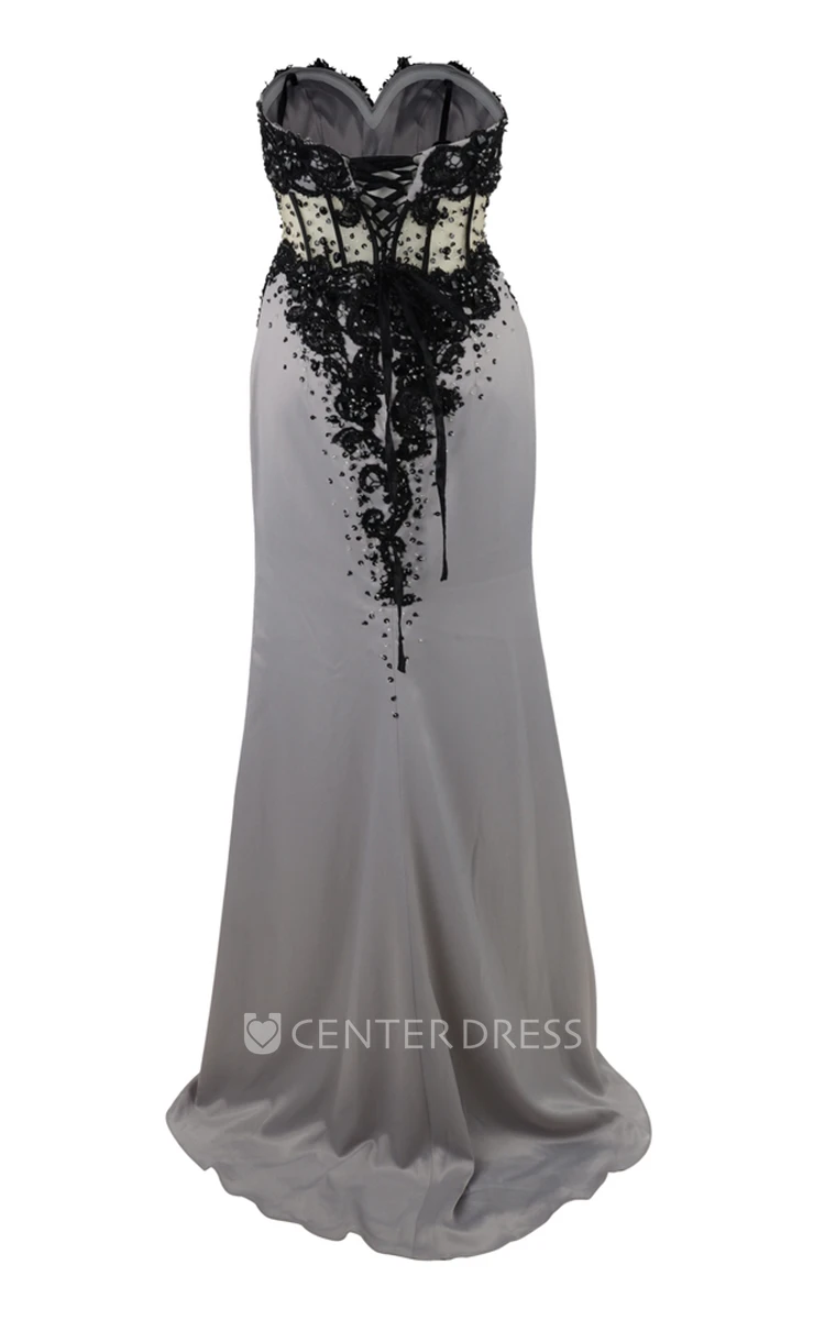 Mermaid Sweetheart Appliqued Sleeveless Maxi Prom Dress With Beading And Split Front