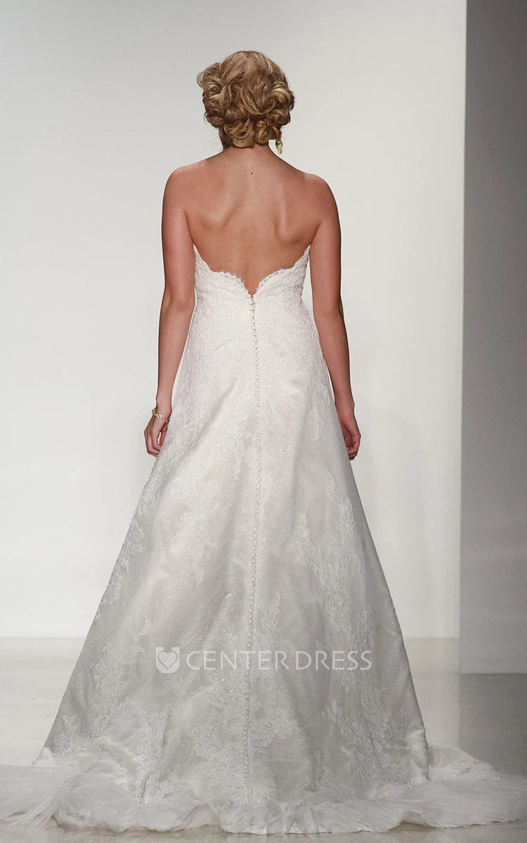 A-Line Sweetheart Maxi Lace Wedding Dress With Deep-V Back