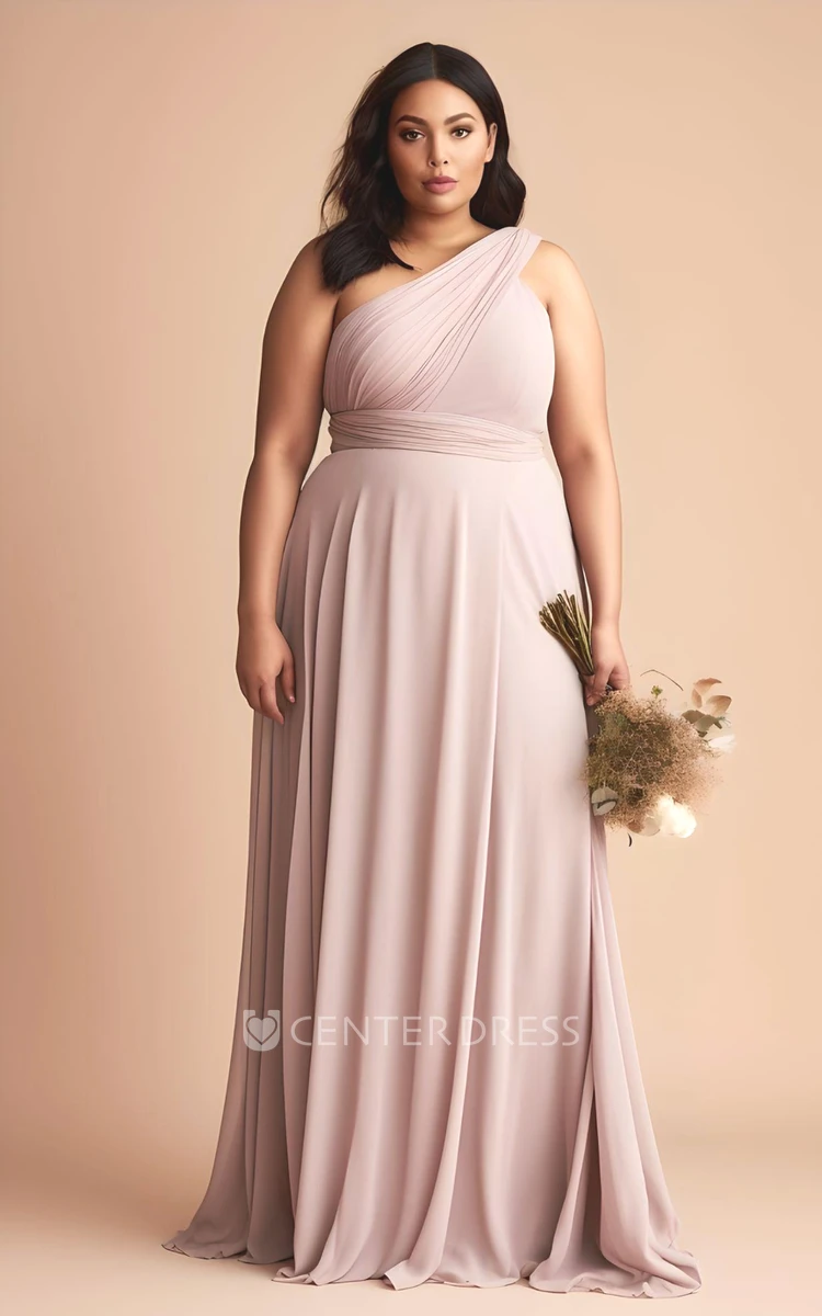 A-Line Plus Size Chiffon Bridesmaid Dress 2023 Simple Casual Modern Floor-length