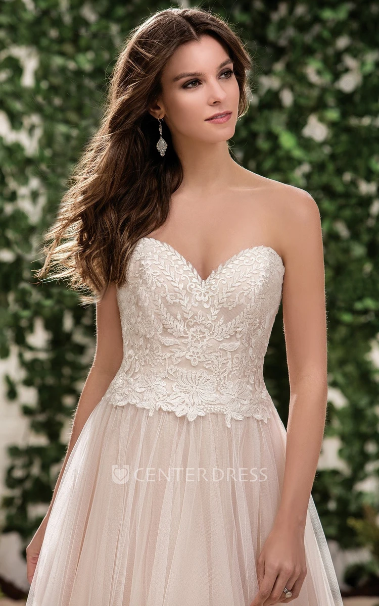 Sweetheart A-Line Gown With Gorgeous Appliqued Bodice