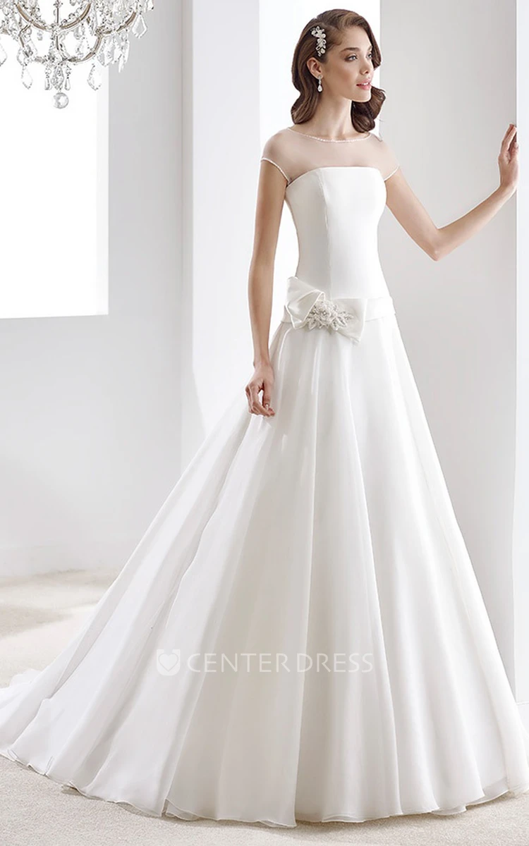 Strapless High-low Wedding Gown with Cascading Ruffles and Pleated Bodice