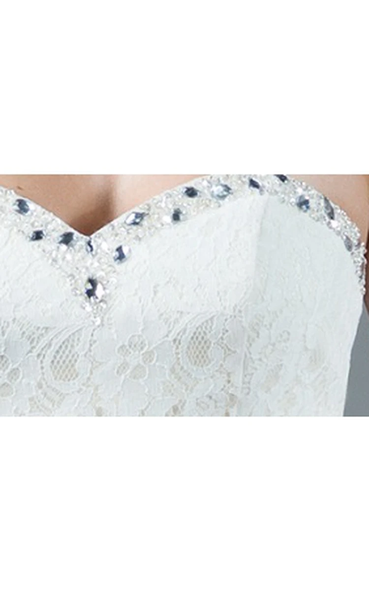 Crystal Sweetheart Sheath Lace Bridal Gown With Train