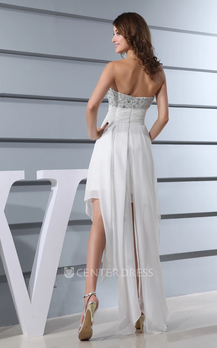 Sweetheart Sleeveless High-Low Chiffon Prom Dress With Beading