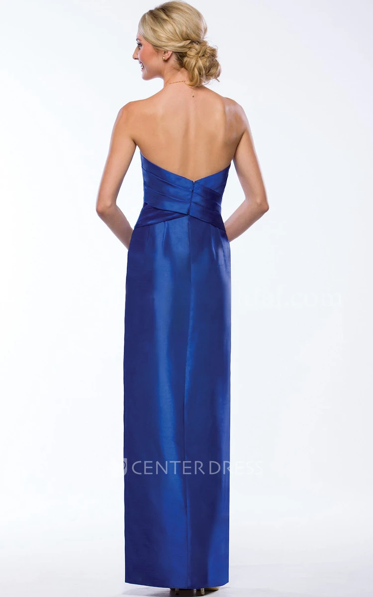 Sweetheart Long Bridesmaid Dress With Side Slit And Pockets