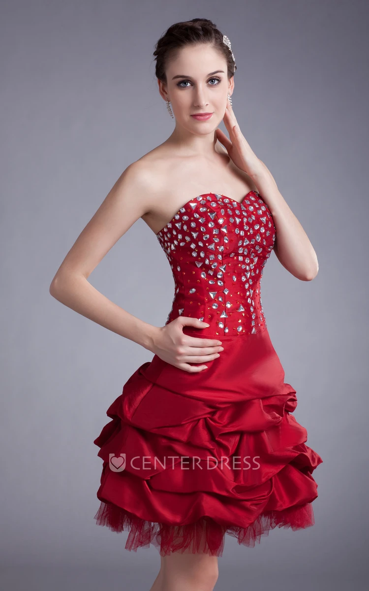 Sweetheart Short Dress With Beading and Ruffles
