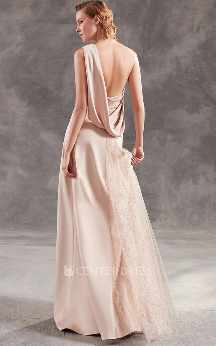 Sexy Jersey Sleeveless Floor-length A Line Prom Dress with Ruching