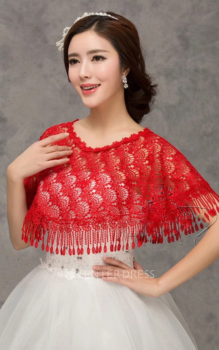 New High-end Lace Red Word Collar Shoulder Cape Shawl