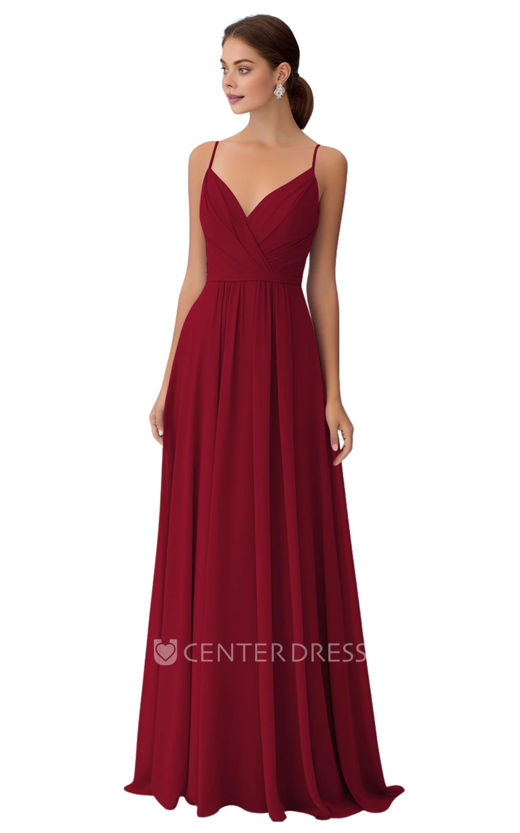 V-neck Chiffon Bridesmaid Dress with A-Line and Split Front Bohemian and Unique