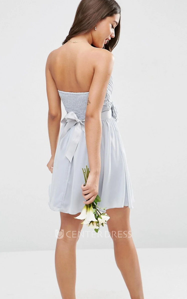 Short A-Line Sweetheart Criss-Cross Sleeveless Chiffon Bridesmaid Dress