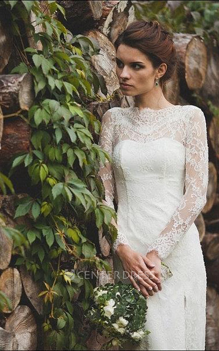 Illusion sheath shop wedding dress