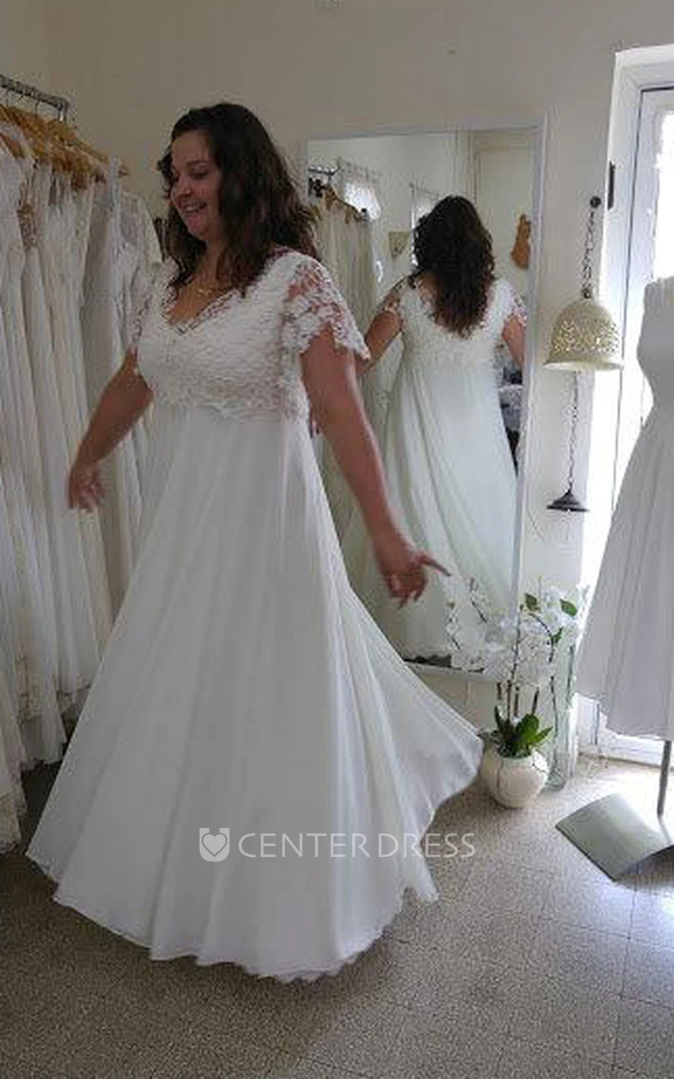 Short chiffon 2024 wedding dress