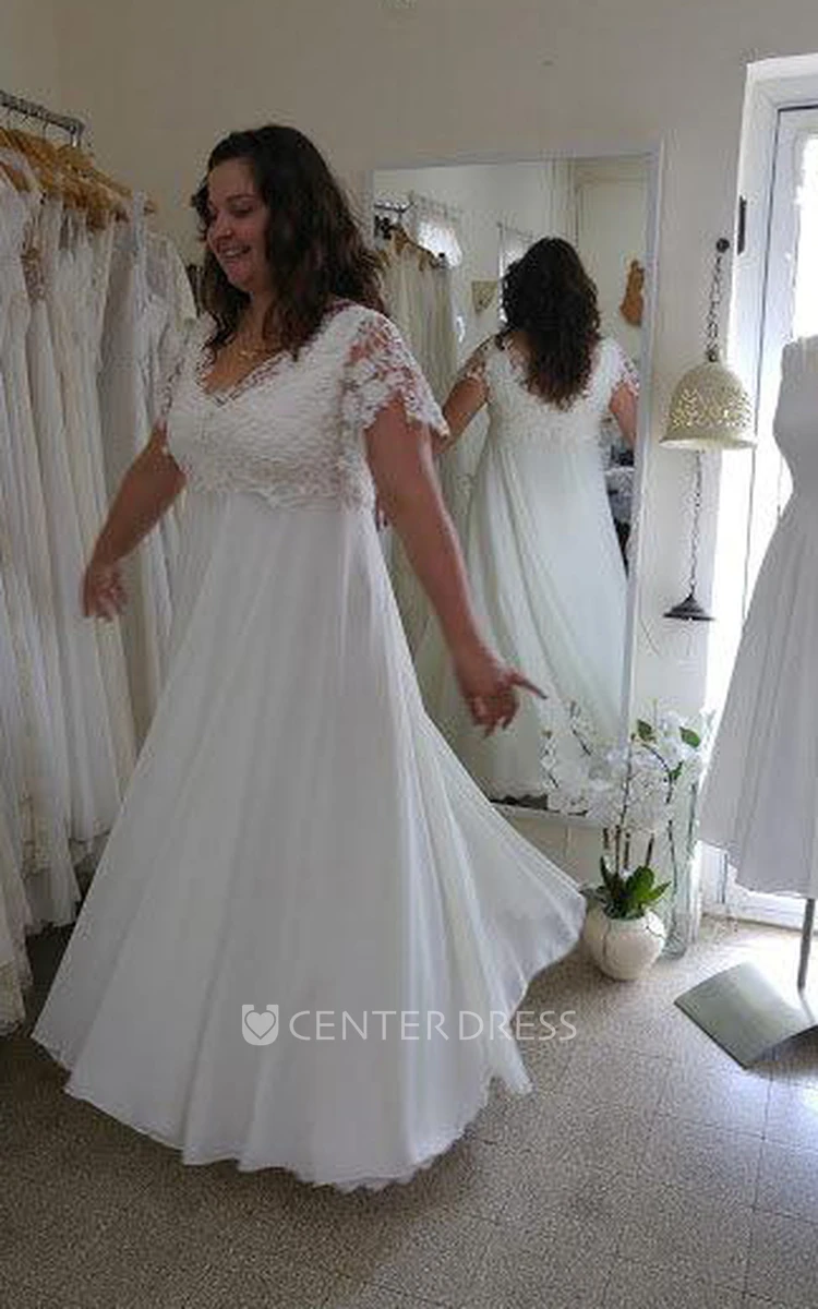 As Is Cap Sleeve Lace Plus Size Wedding Dress