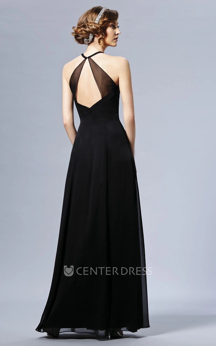V-Neck A-Line Bridesmaid Dress With Beading And Keyhole Back