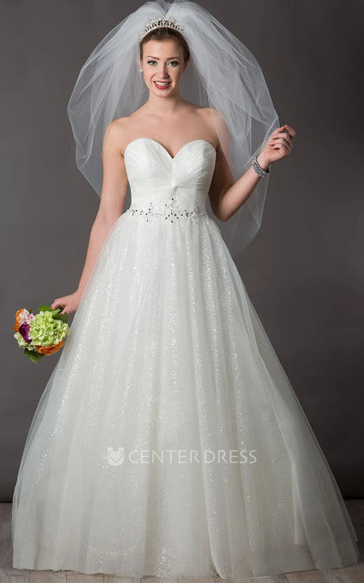 Sweetheart Crystal Waist Tulle Bridal Ball Gown