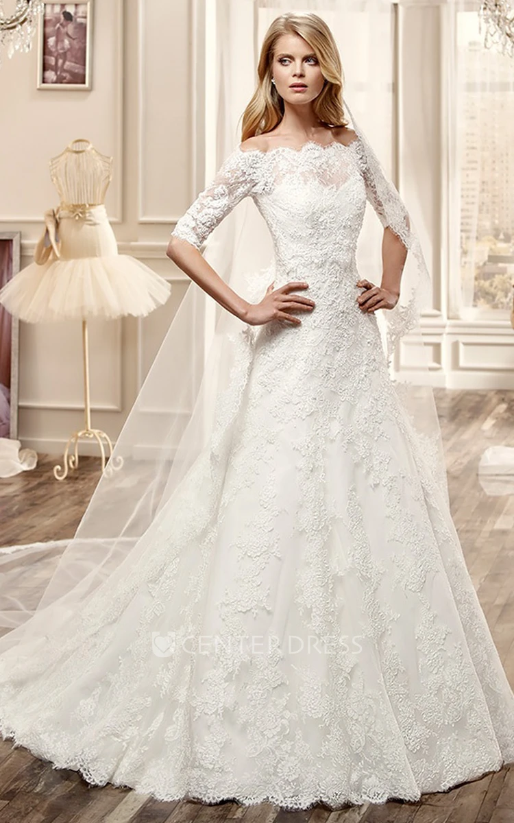 Half sleeve 2024 wedding dress