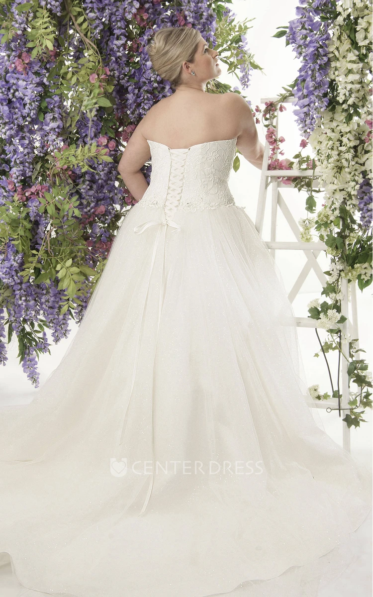 Sweetheart Tulle A-Line Dress With Lace Top