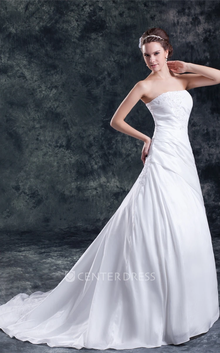 Strapless Satin Wedding Dresses A-Line Bridal Dresses W0067 - As Pictured /  US2