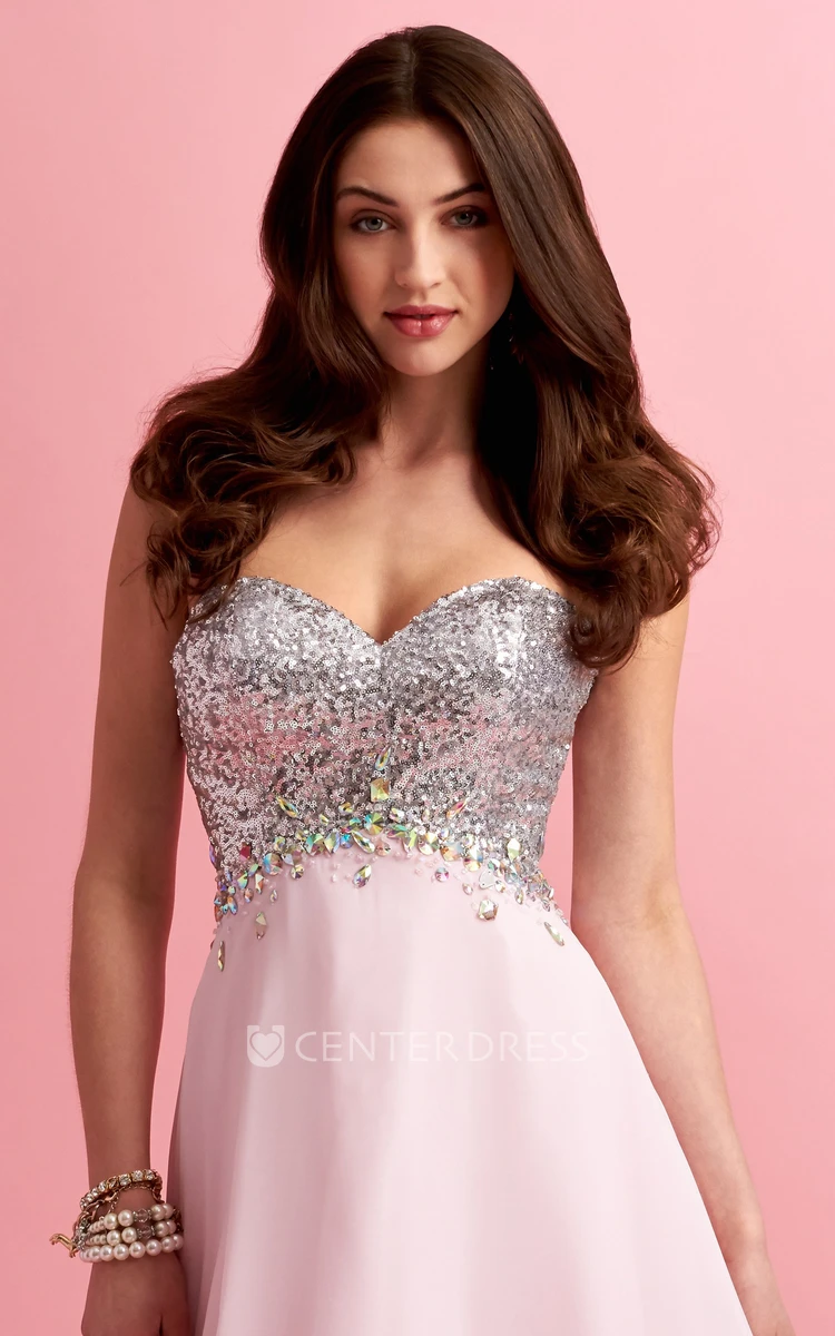 A-Line Long Sweetheart Sleeveless Jersey Dress With Sequins And Beading