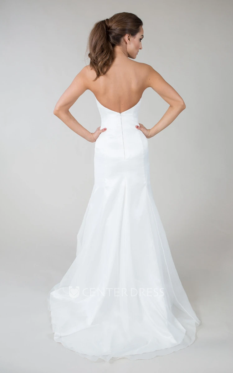 Sheath Sleeveless Sweetheart Floor-Length Satin Wedding Dress