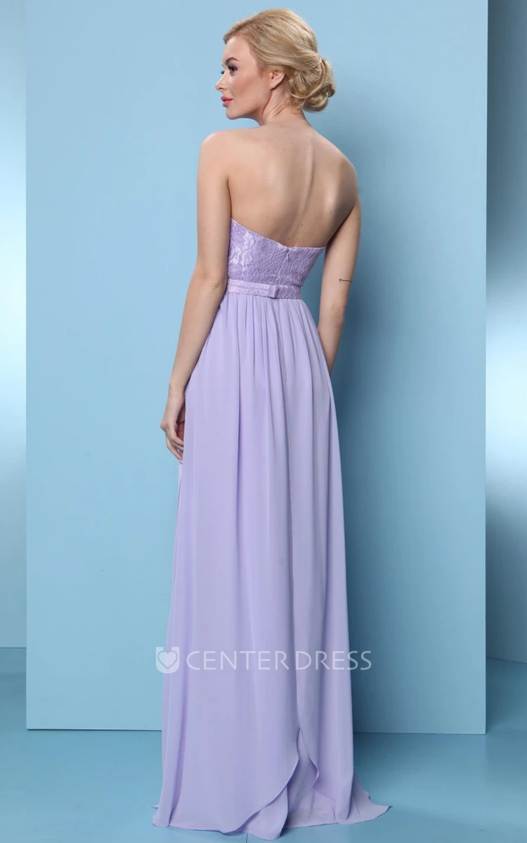Floor-Length Appliqued Sweetheart Sleeveless Chiffon Bridesmaid Dress