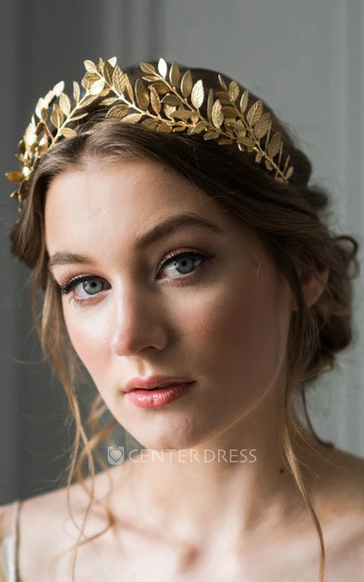 Western Style Vintage Handmade Laurel Olive Gold Hair Hoop Crown