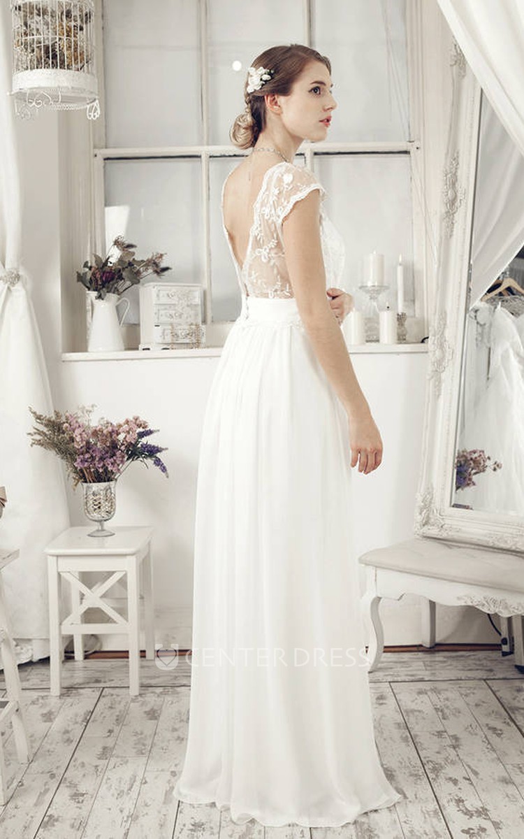 Chiffon sheath outlet wedding dress