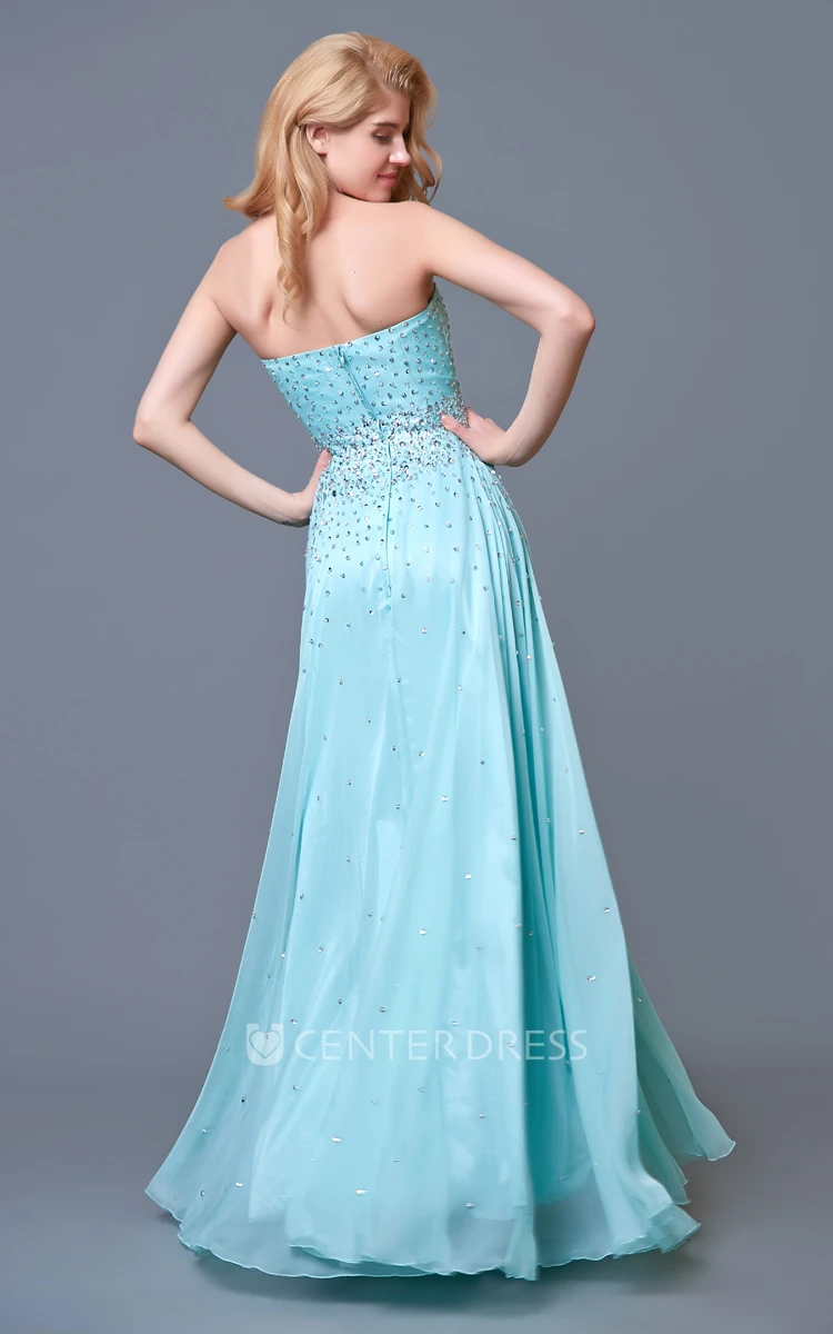 Glam Chic Beaded Sweetheart Layered A-line Chiffon Prom Gown