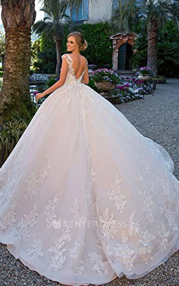 Garden or Summer Simple A-Line Wedding Dress with Appliques Classic Elegance