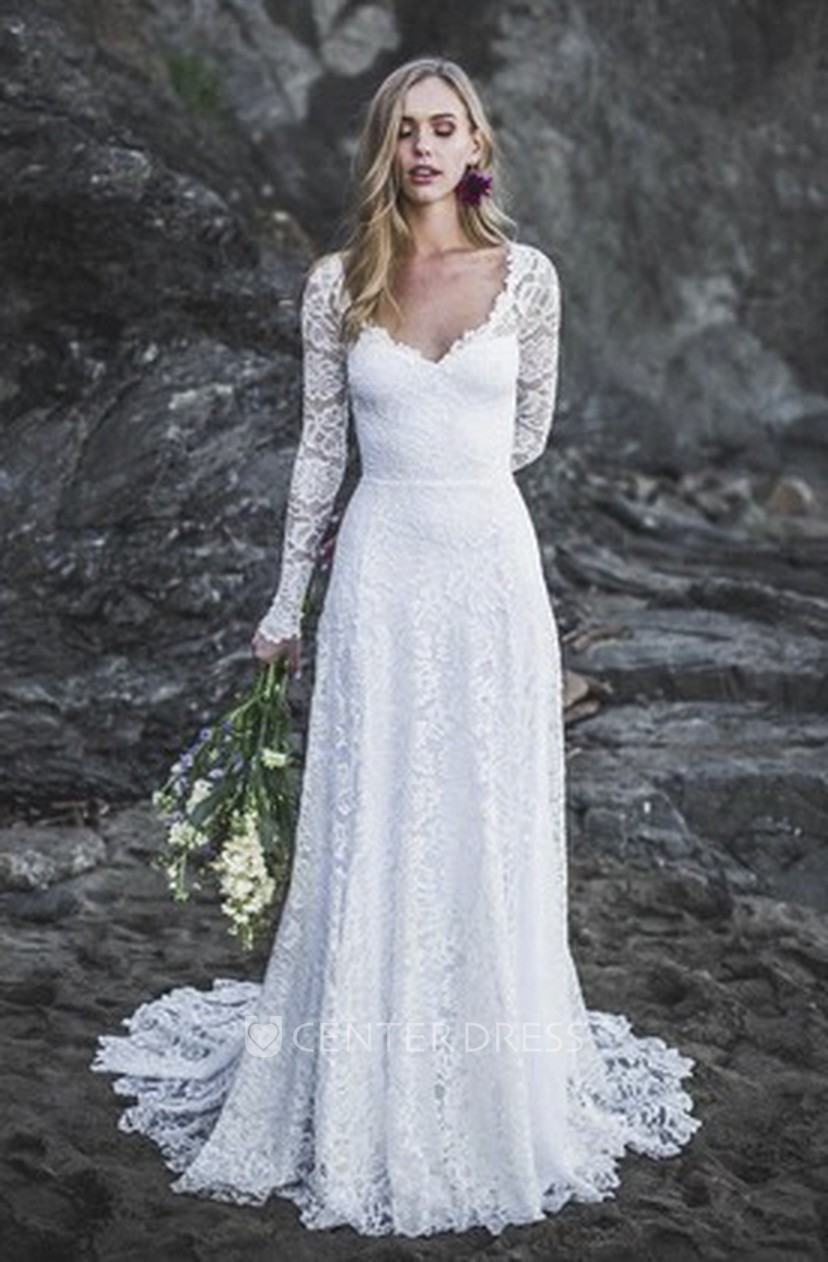 long sleeve keyhole wedding dress
