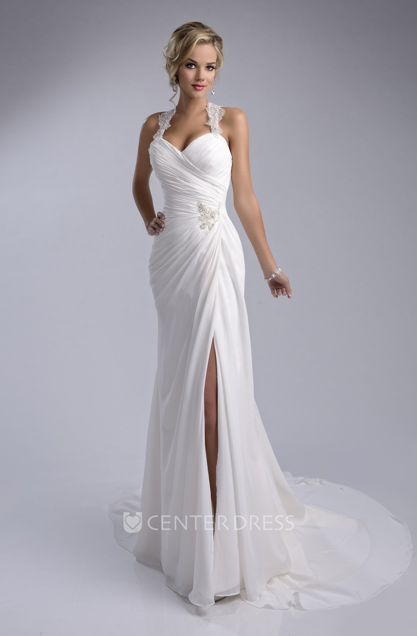 side ruched wedding dress