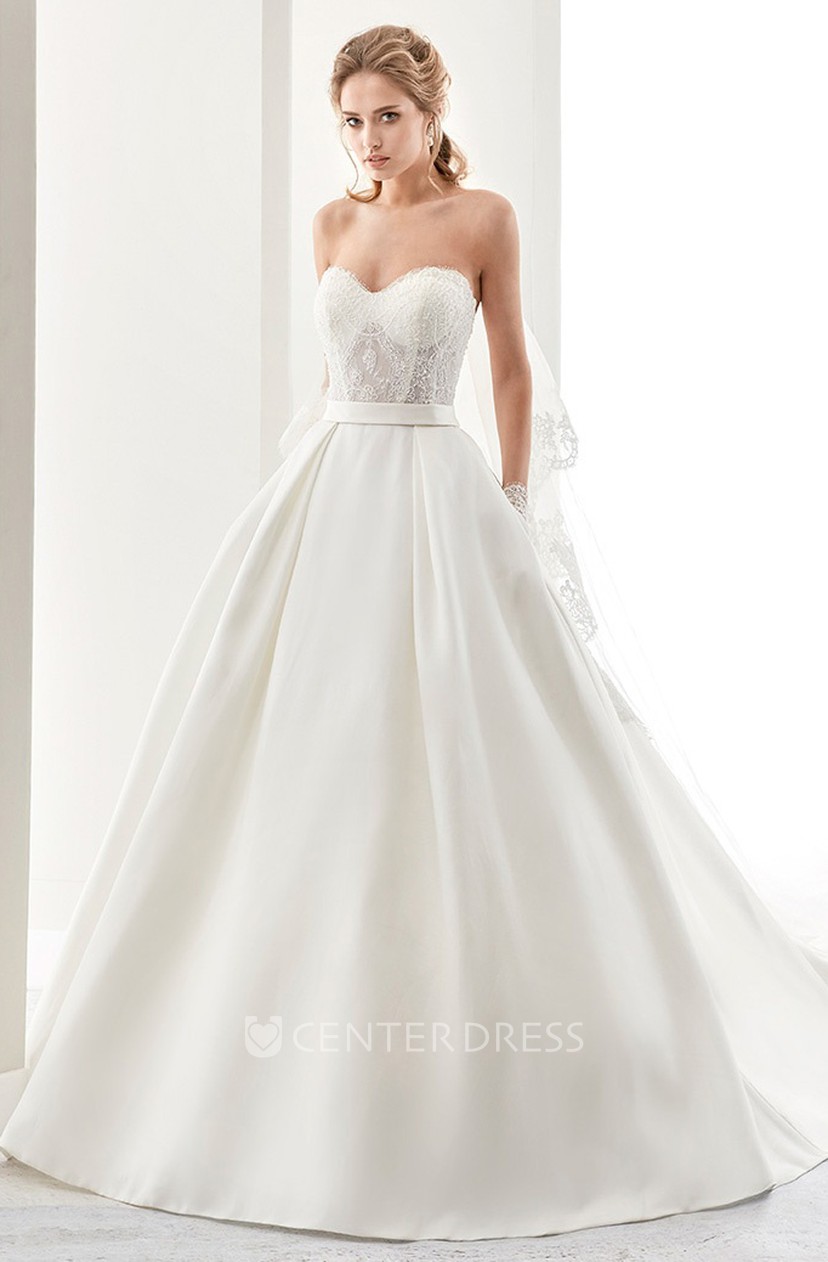 satin sweetheart wedding dress
