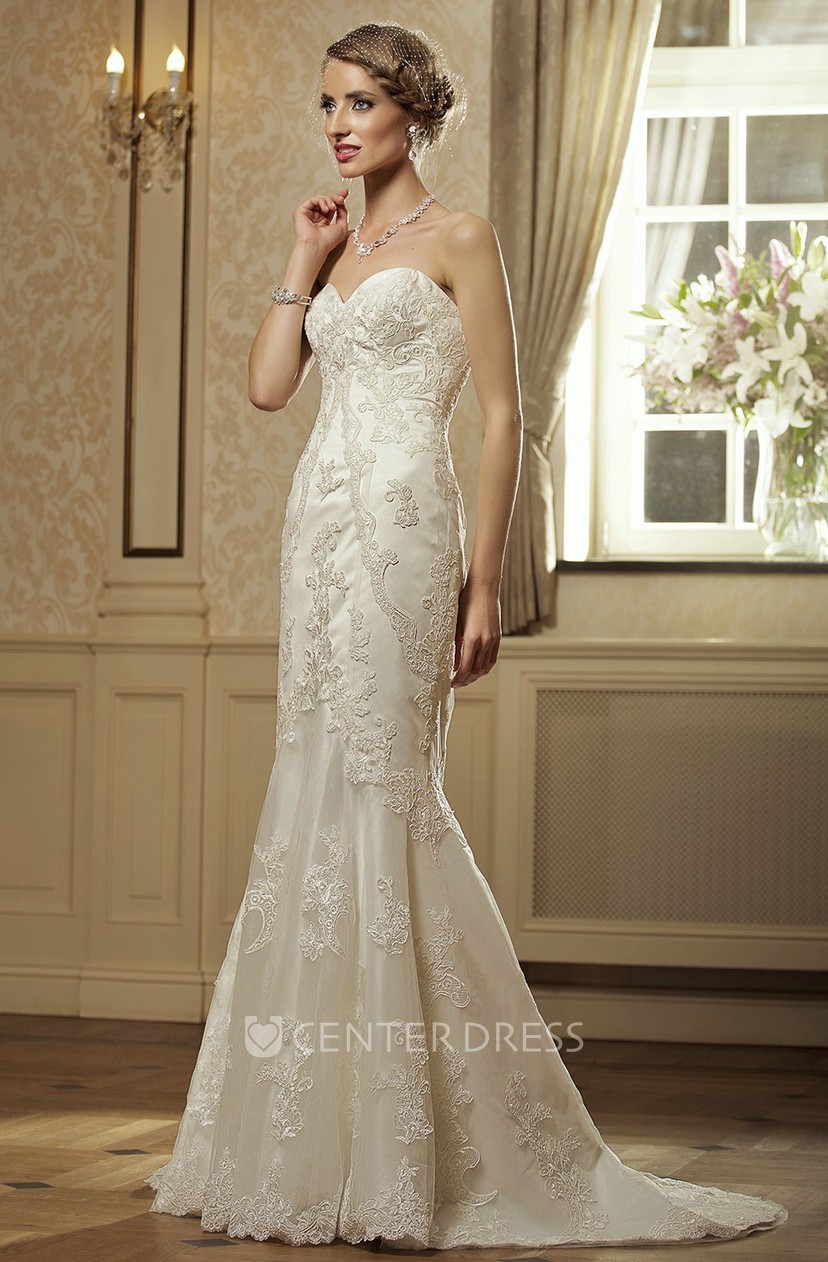 sheath sweetheart wedding dress