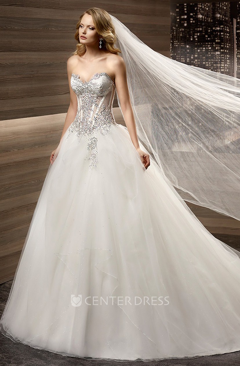 beaded corset wedding dress