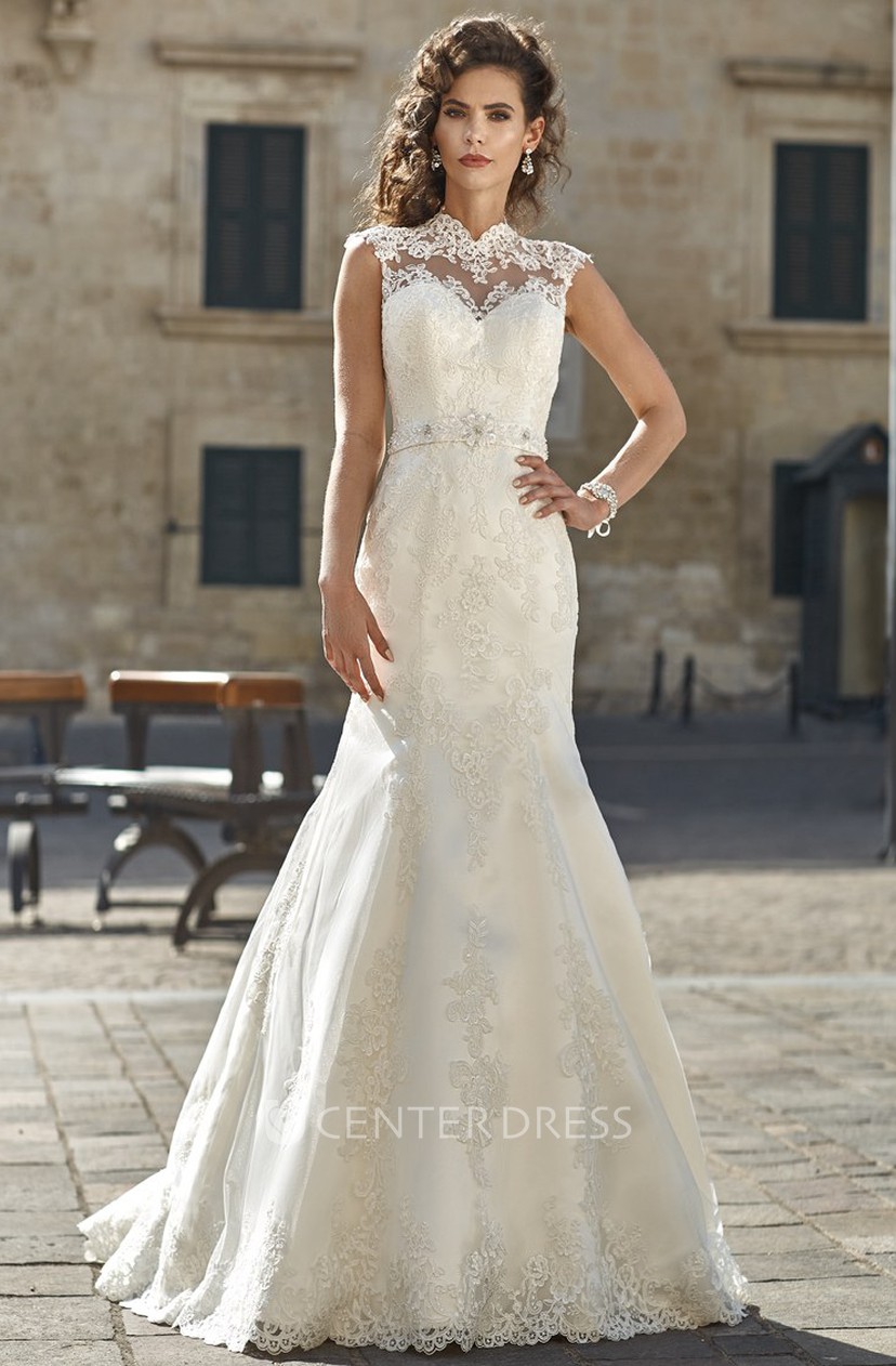 wedding gown turtleneck lace