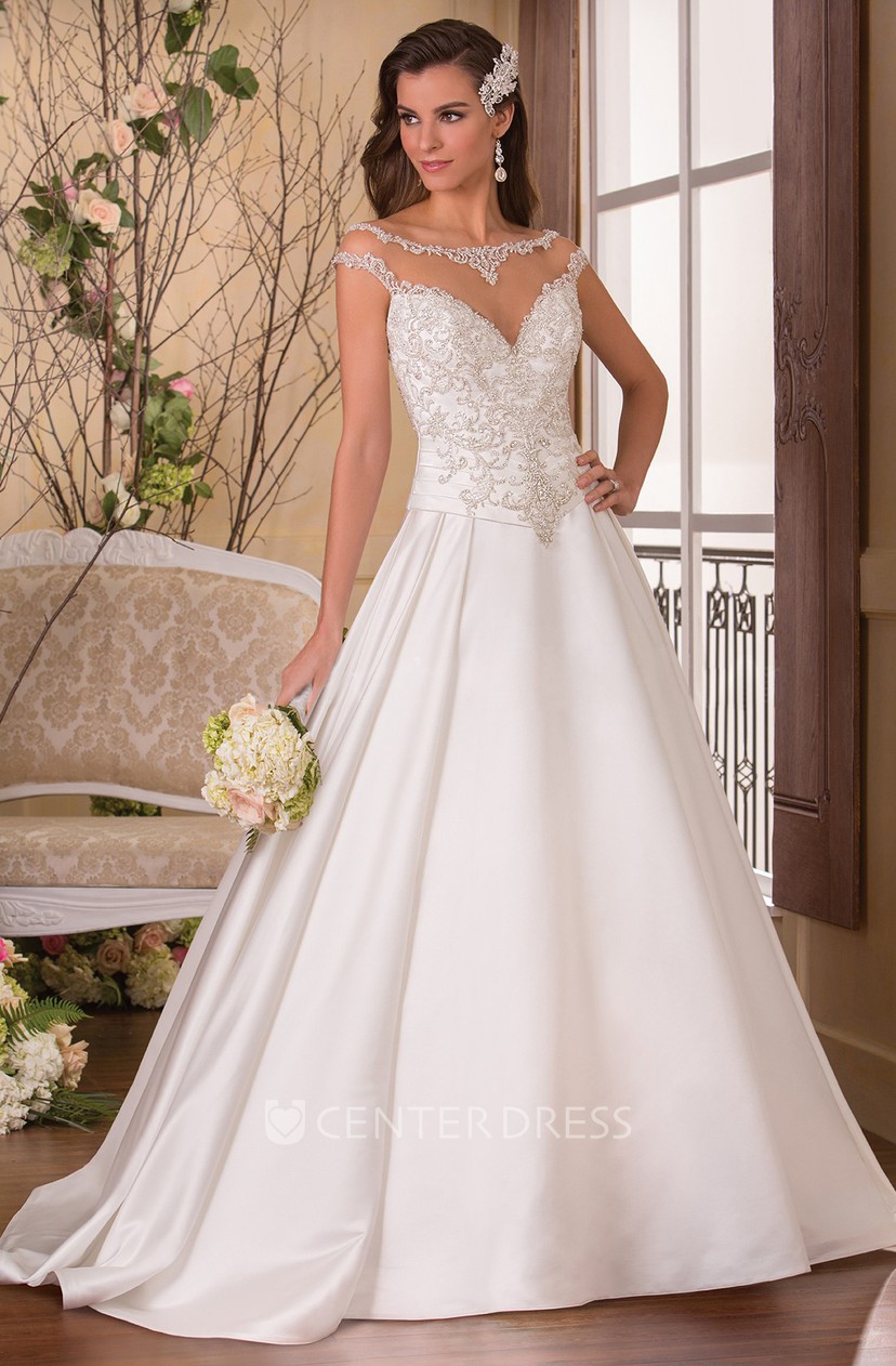 illusion bateau neckline wedding dress